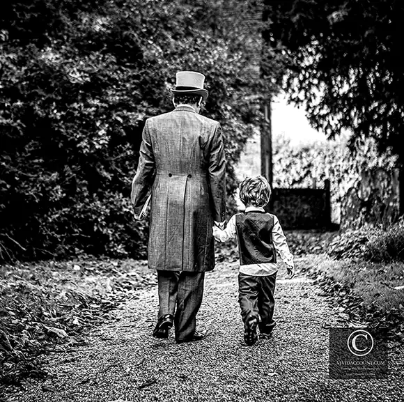 Groom and son arriving at the church for their Tunbridge Wells wedding